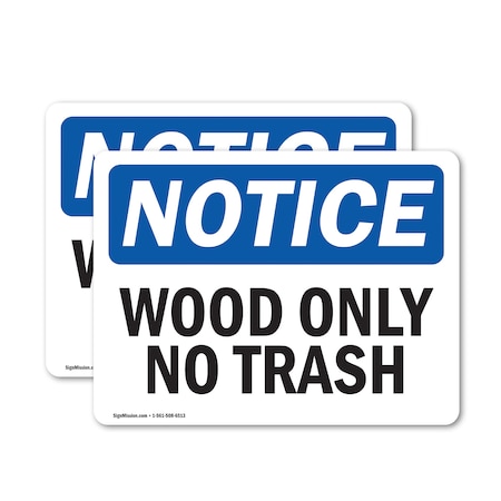 Signmission Wood Only No Trash, 18 in W x Rectangle, Vinyl Decal OS-2PACK-NS-D-1218-L-19065